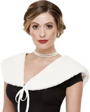 1920s Deluxe White Faux Fur Stole