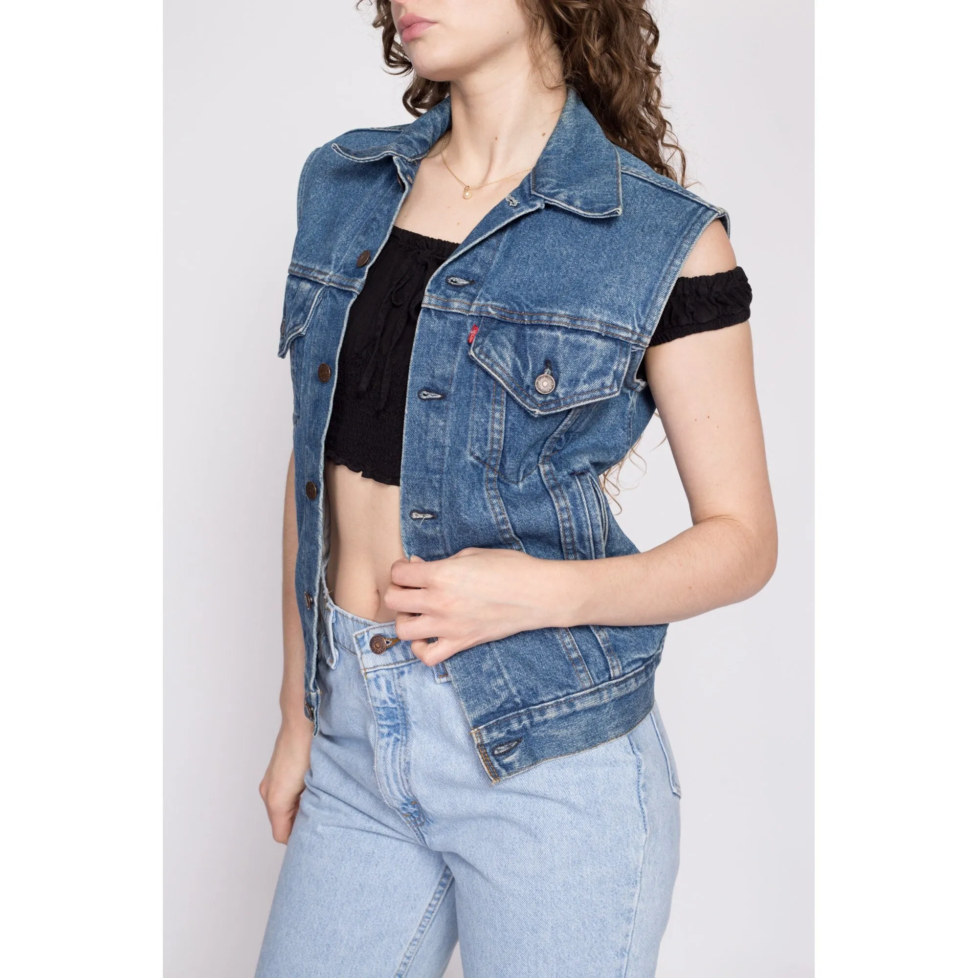 80s Levi's Denim Harley Davidson Vest - XS to Small
