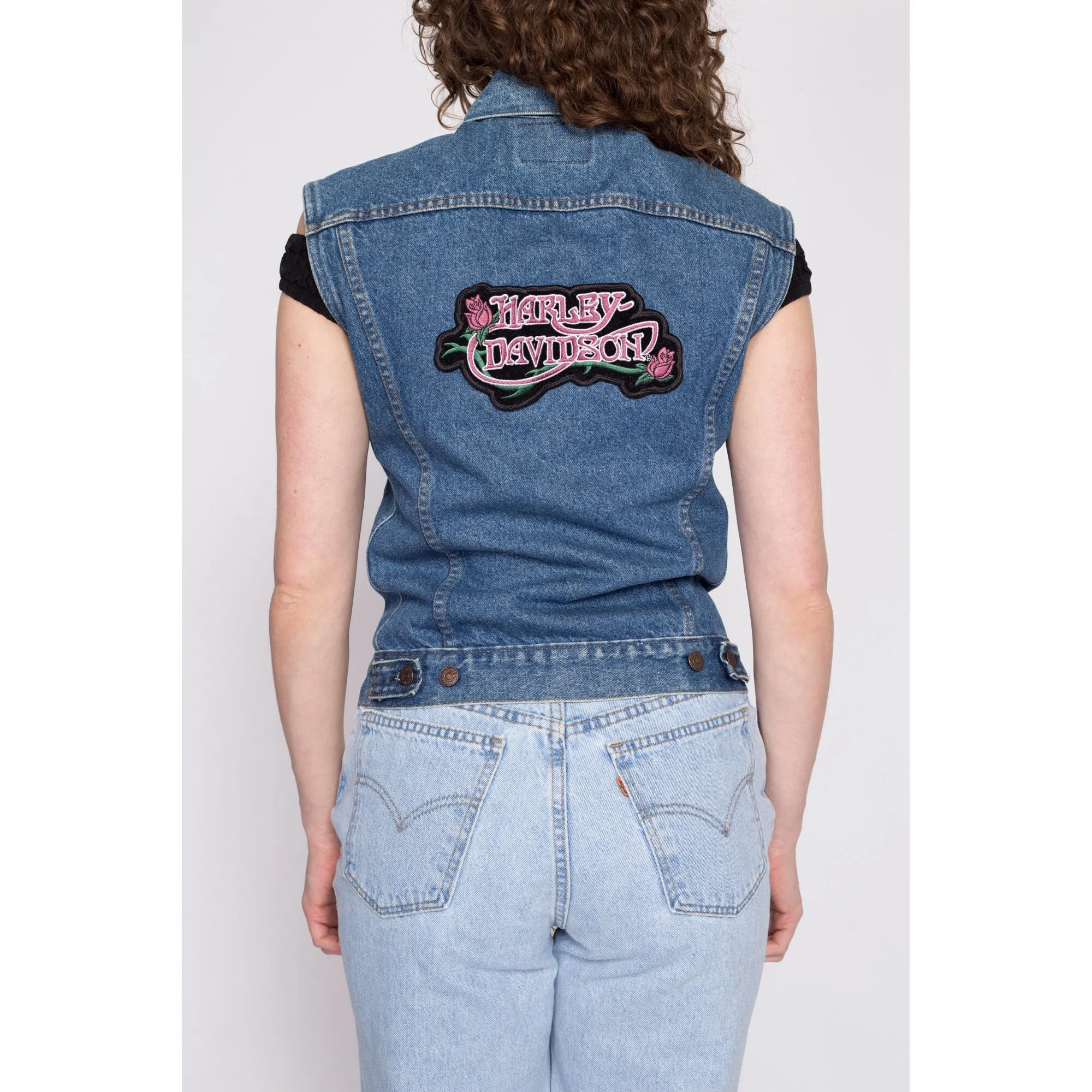 80s Levi's Denim Harley Davidson Vest - XS to Small