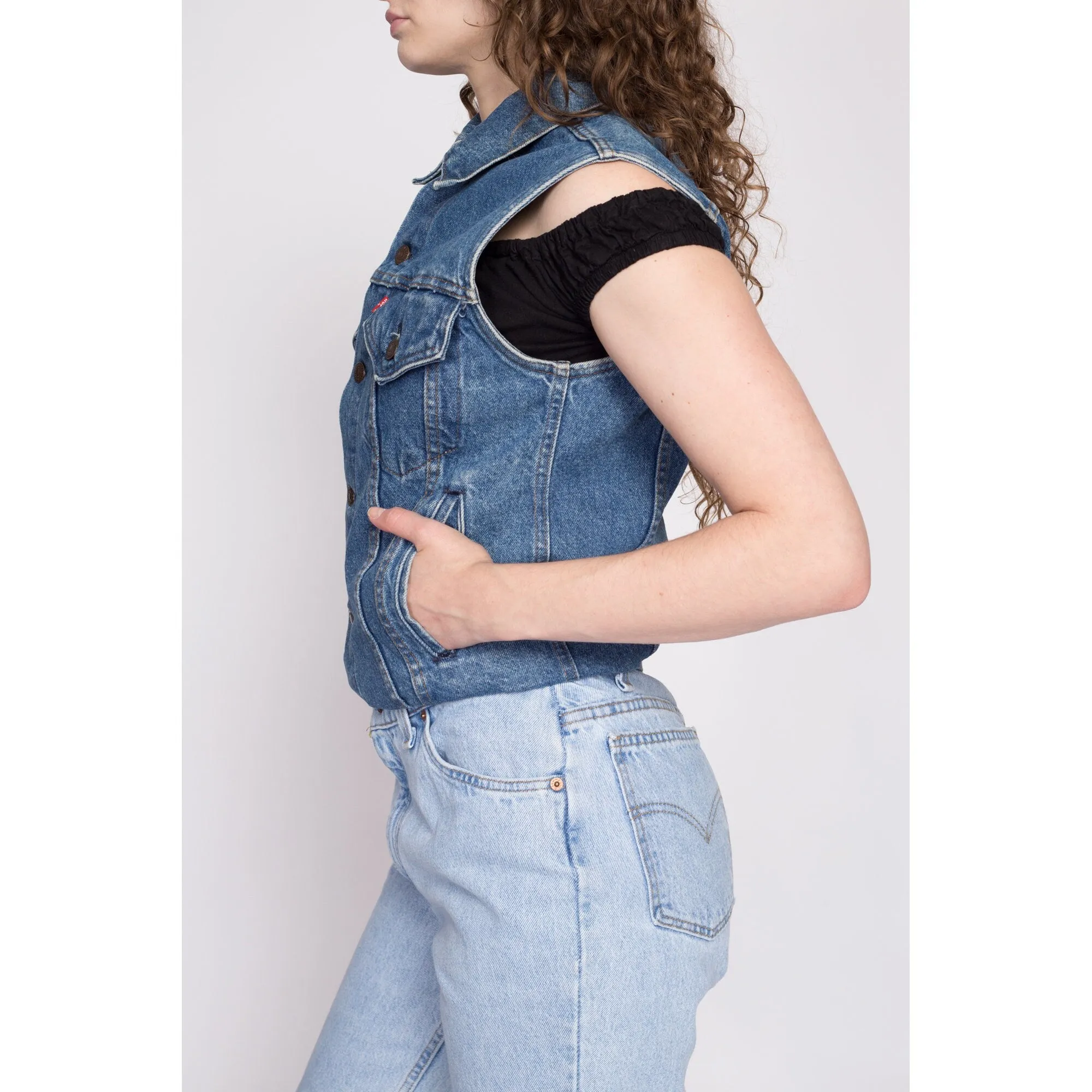 80s Levi's Denim Harley Davidson Vest - XS to Small