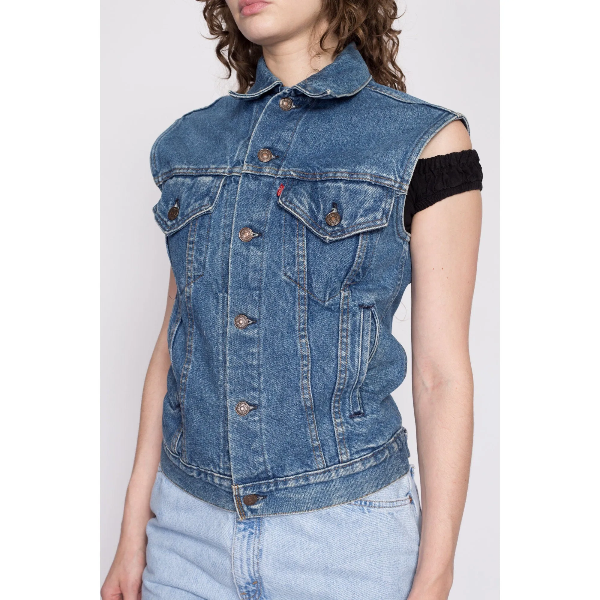 80s Levi's Denim Harley Davidson Vest - XS to Small