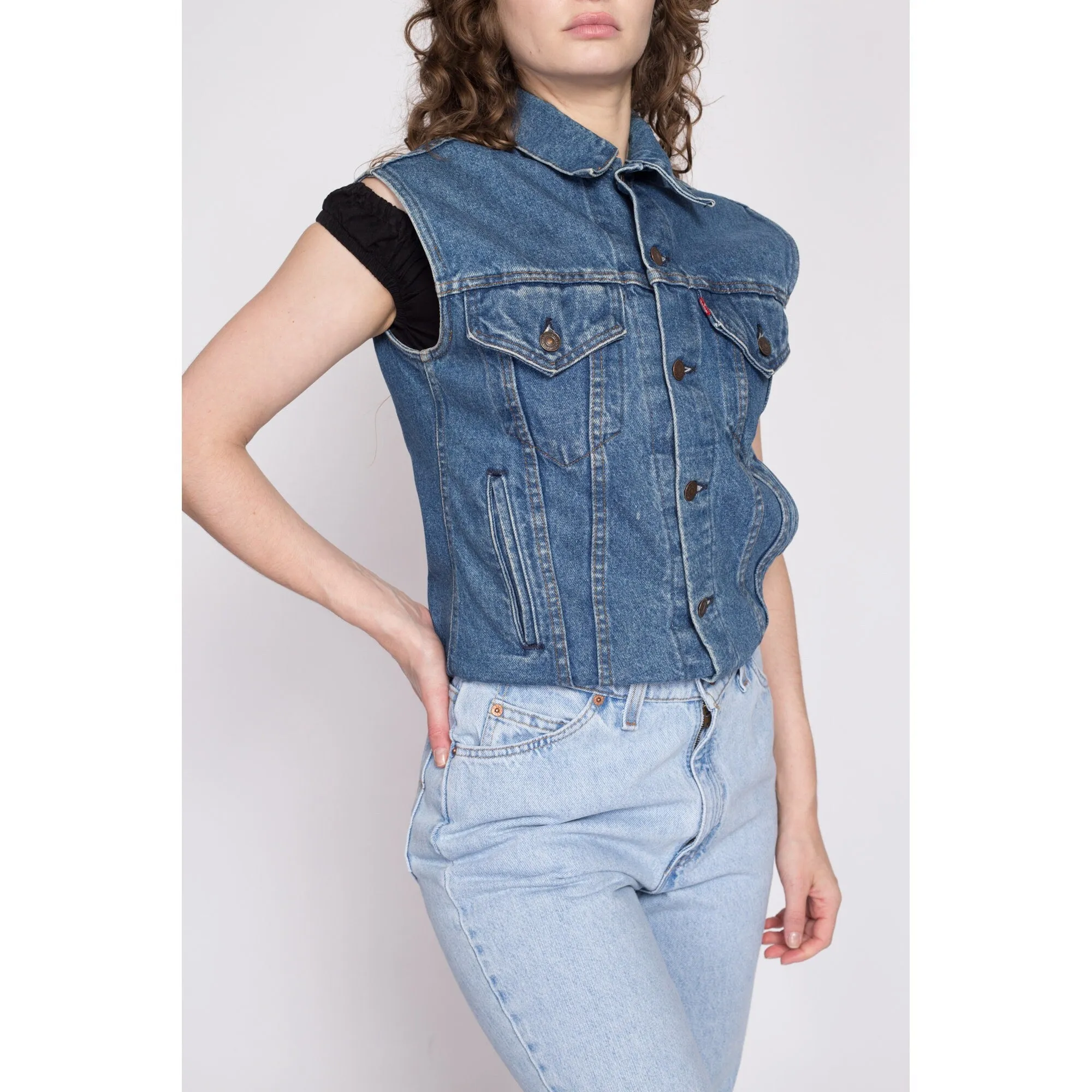 80s Levi's Denim Harley Davidson Vest - XS to Small