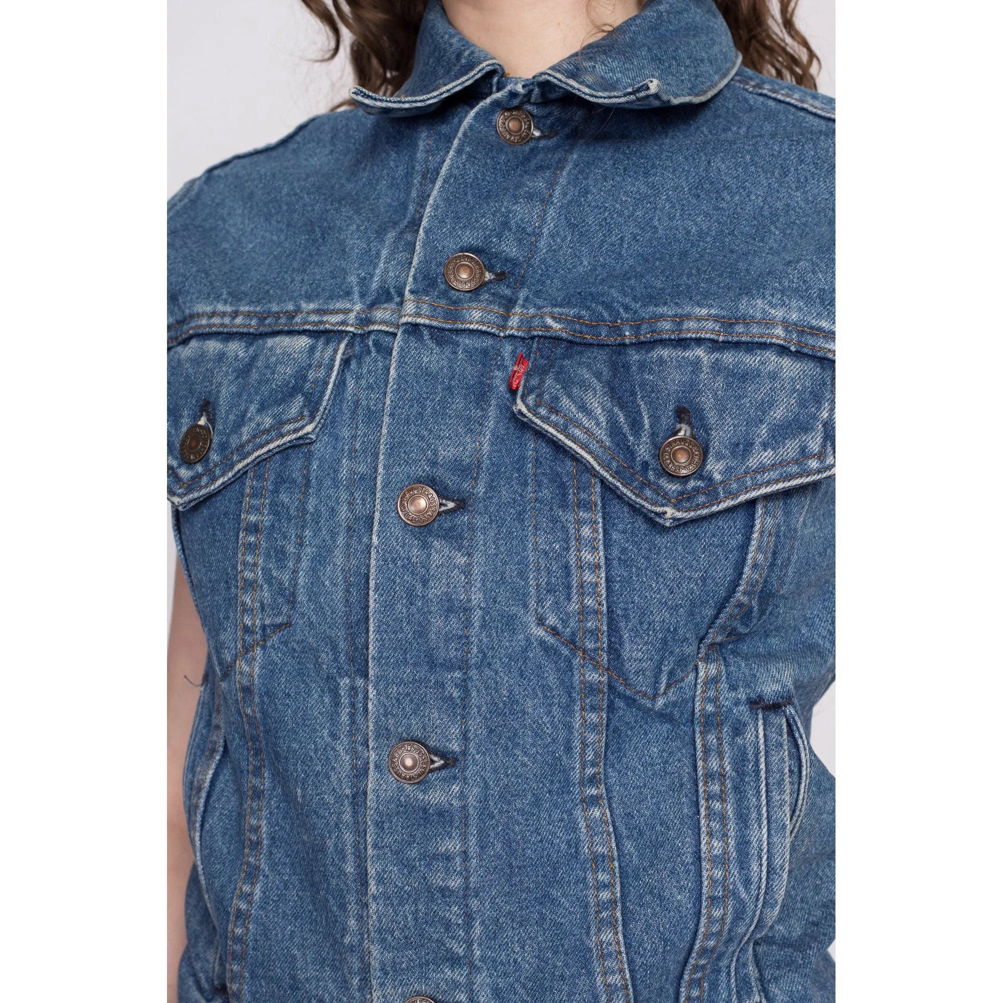 80s Levi's Denim Harley Davidson Vest - XS to Small