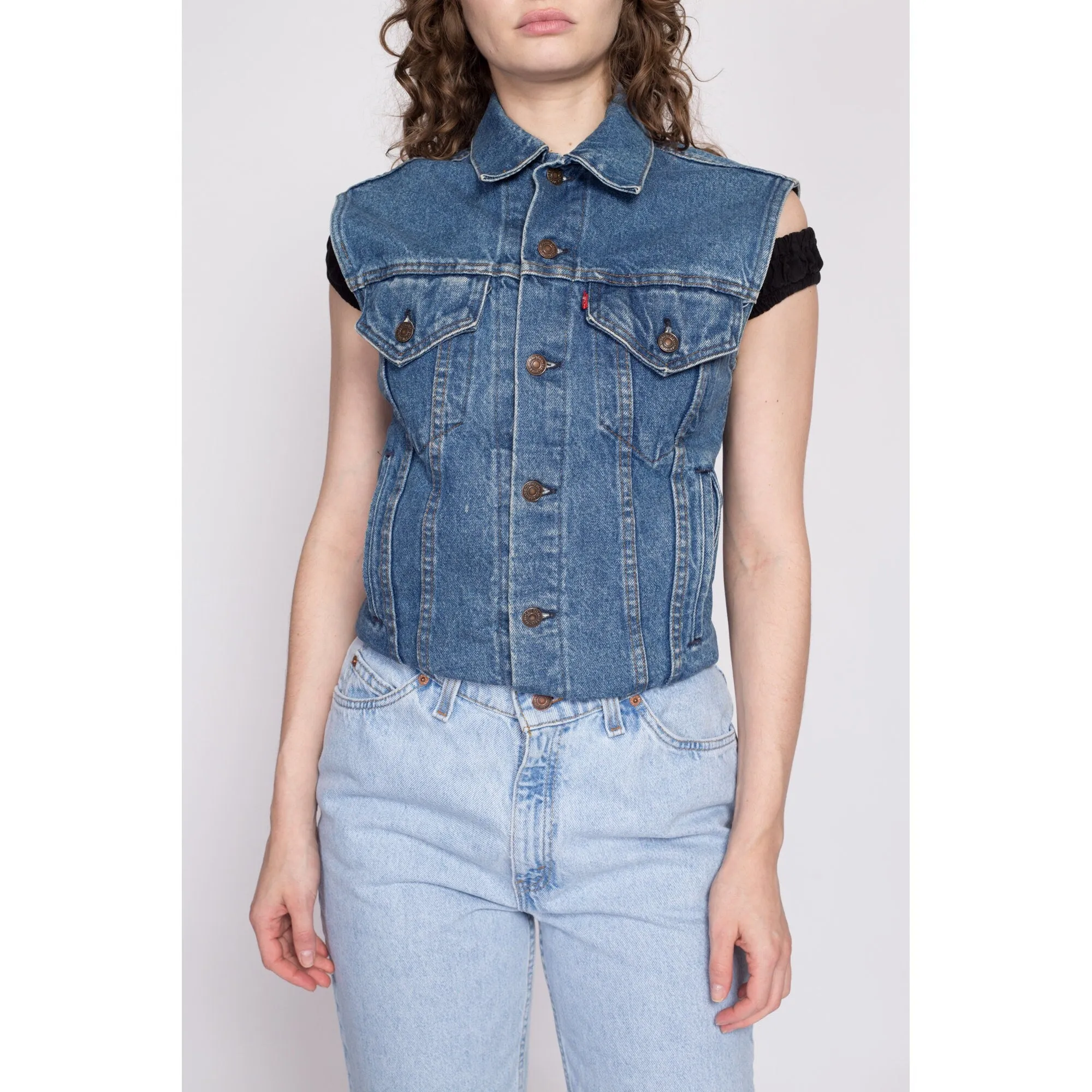 80s Levi's Denim Harley Davidson Vest - XS to Small