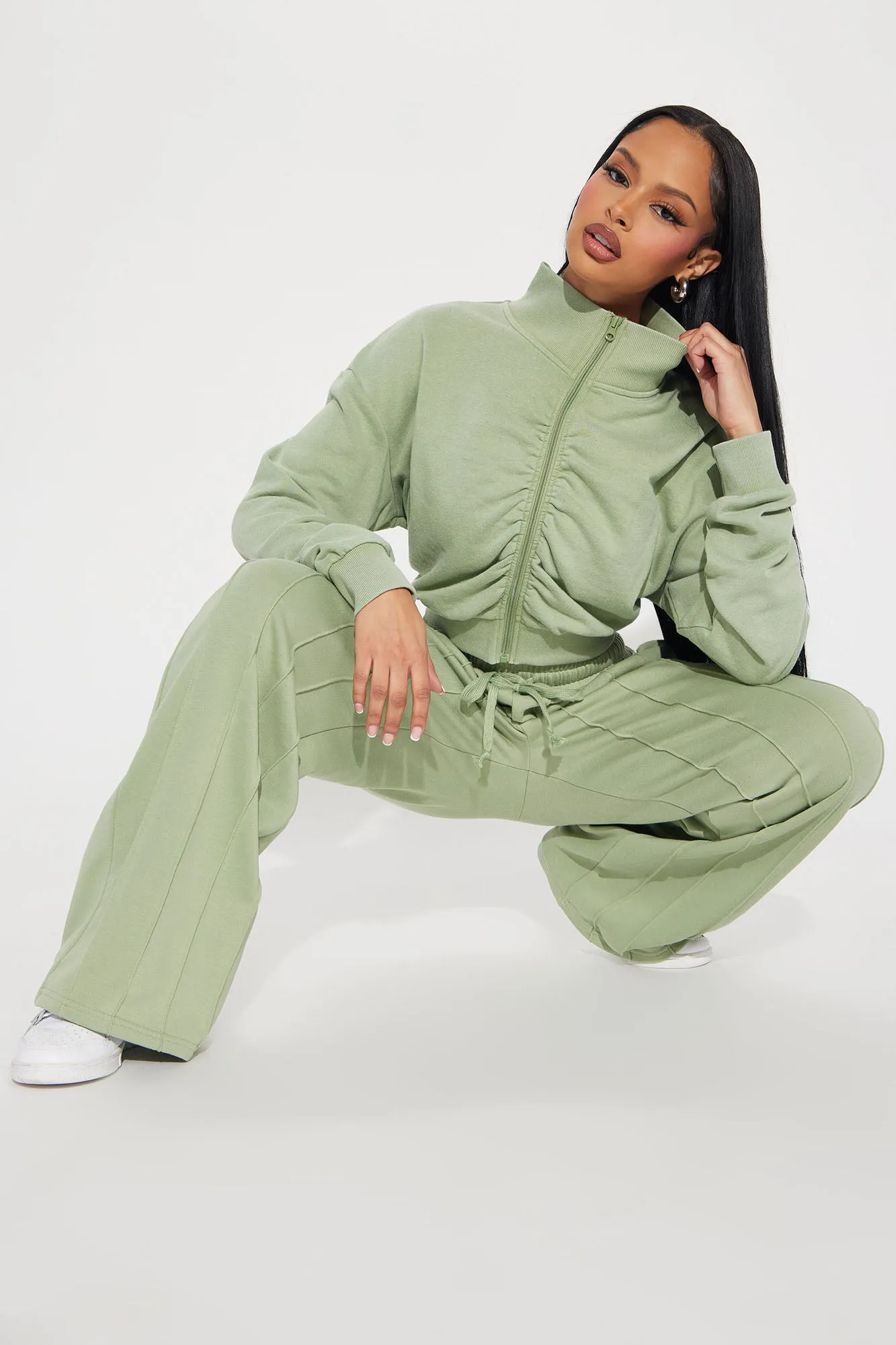 A Flight Away Lounge Zip Up Jacket - Sage