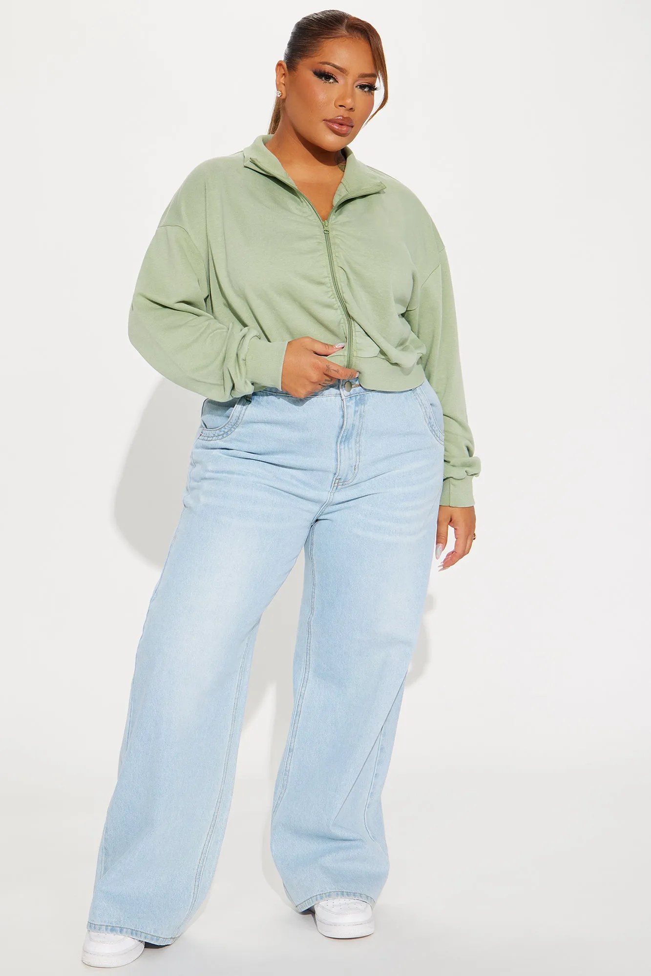 A Flight Away Lounge Zip Up Jacket - Sage