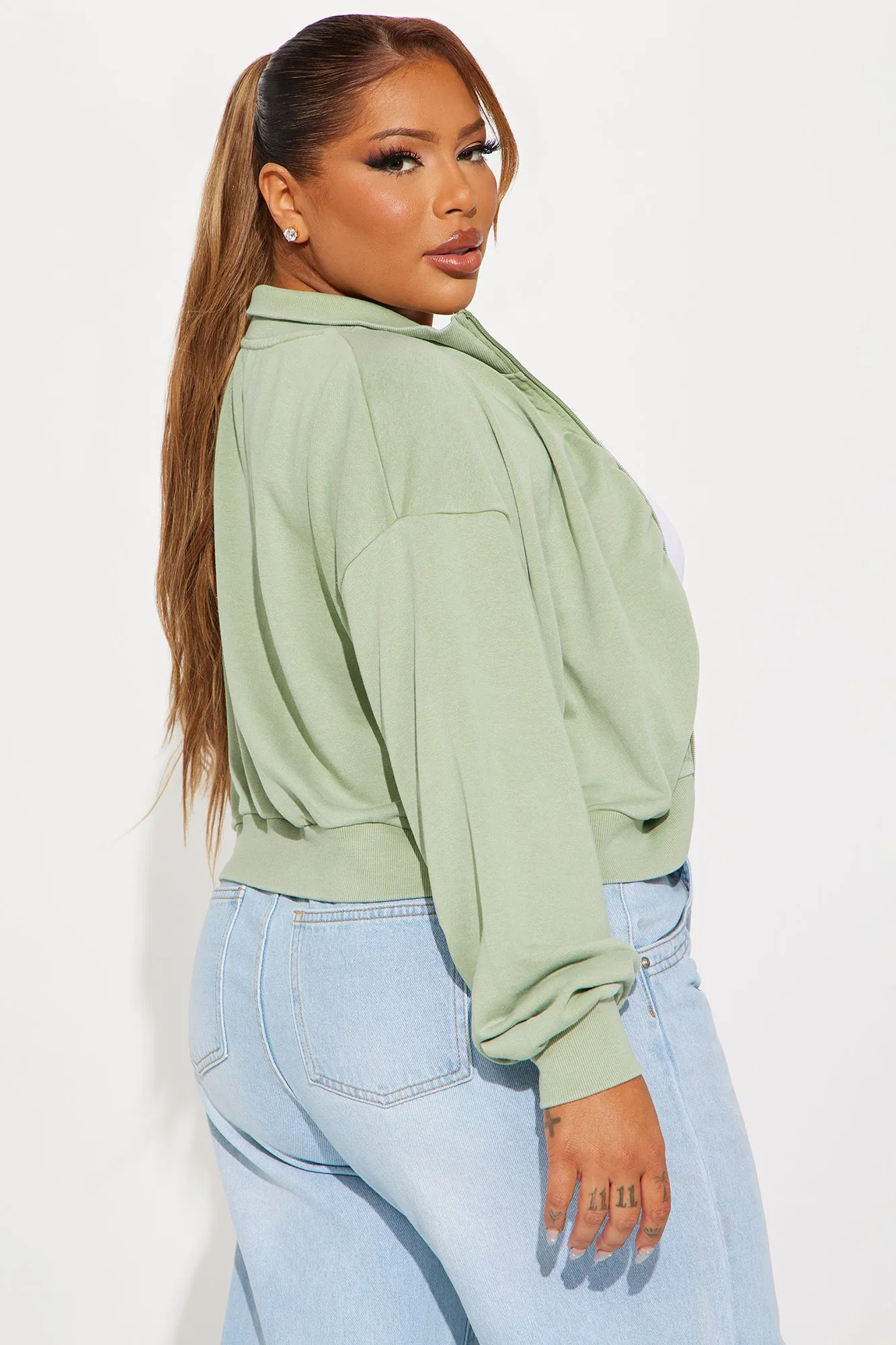 A Flight Away Lounge Zip Up Jacket - Sage