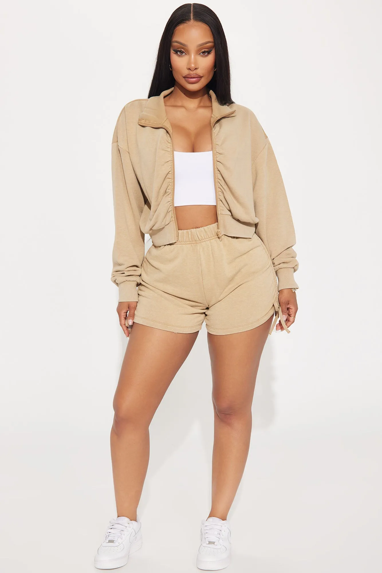 A Flight Away Lounge Zip Up Jacket - Taupe