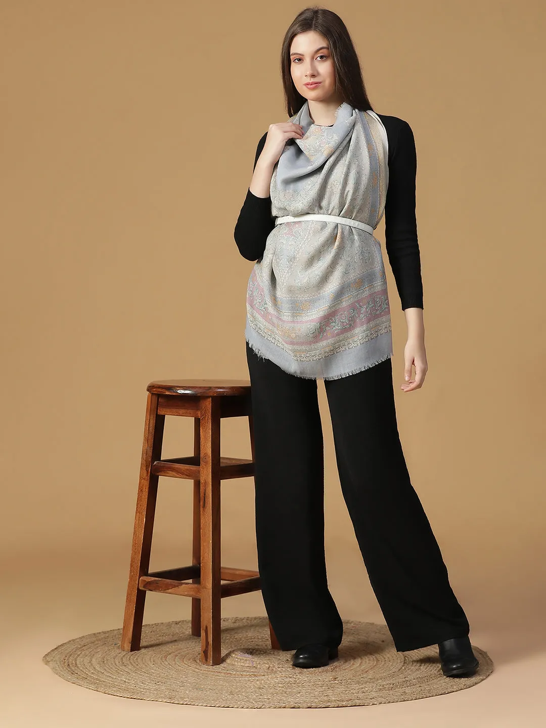 Celestial Charm Wool Lurex Printed Stole