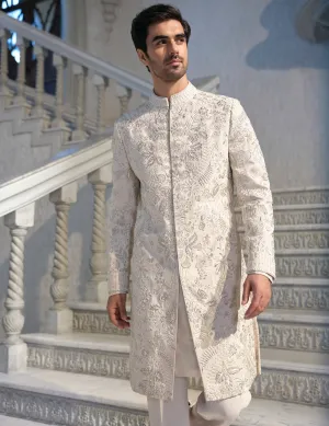 Chapelle Cream Thread Work Sherwani Set