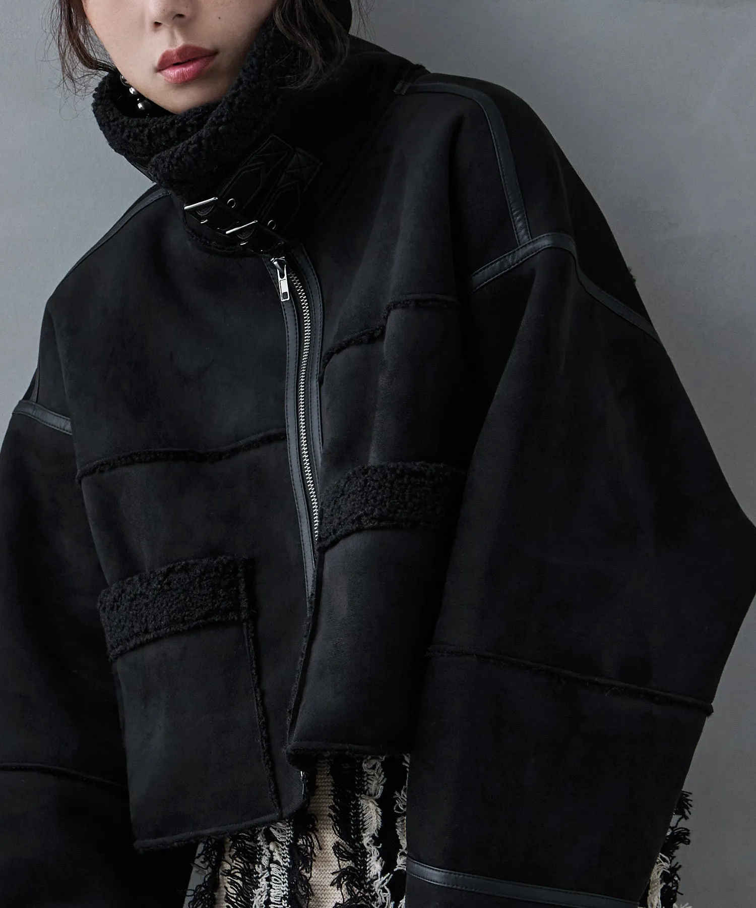 Fake mouton short flight jacket