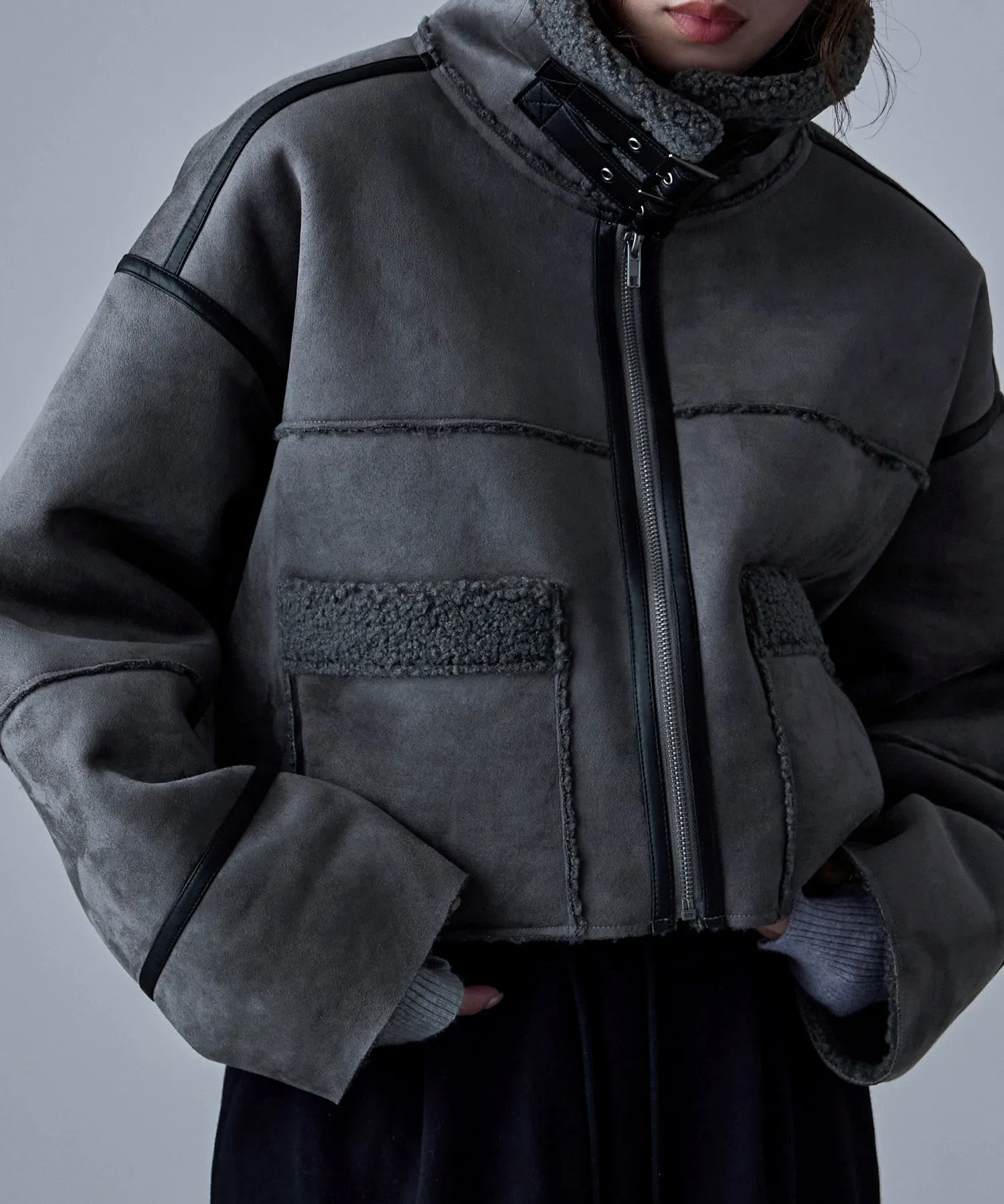Fake mouton short flight jacket