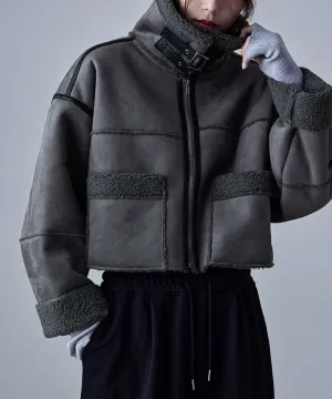 Fake mouton short flight jacket