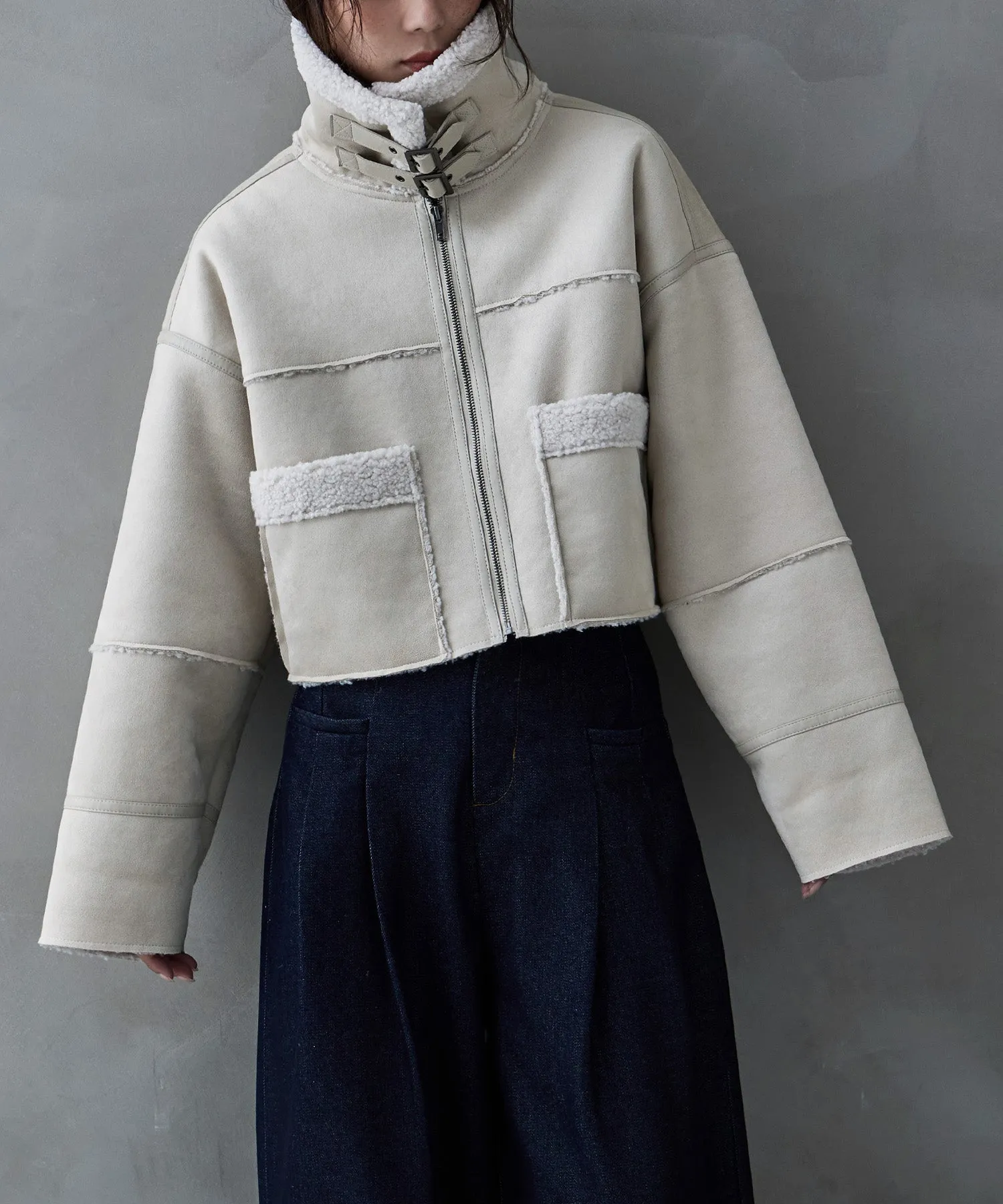 Fake mouton short flight jacket