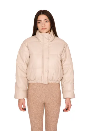LEATHER EFFECT PUFFER JACKET