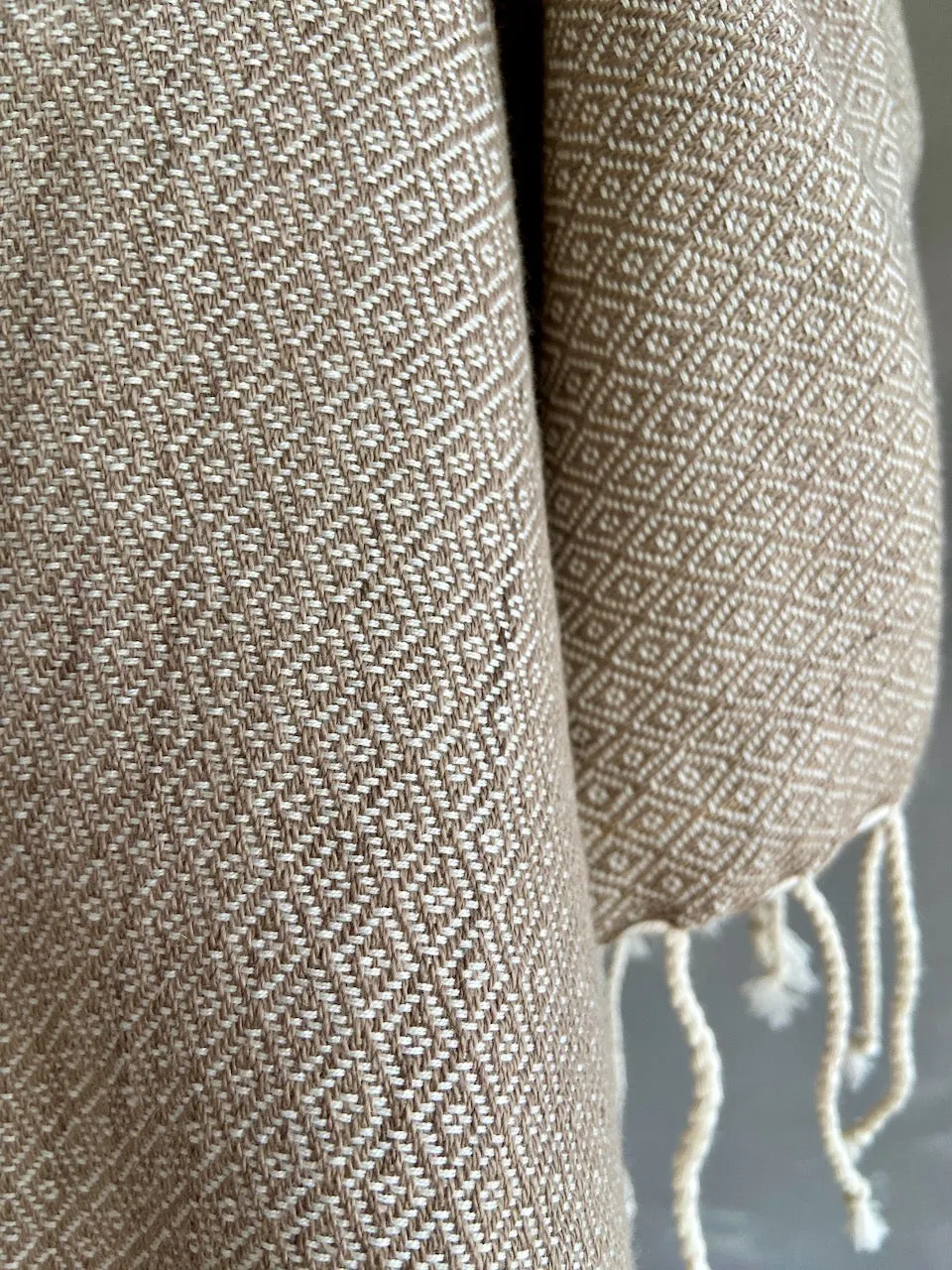 Light Brown Ikat Geometric Stole
