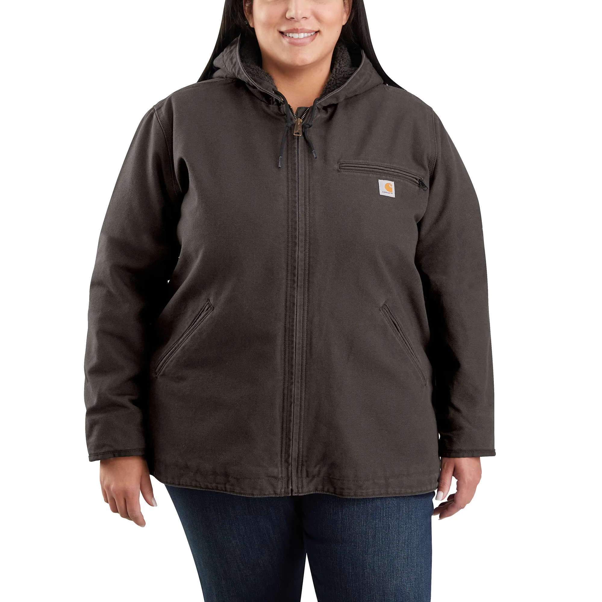 Loose Fit Washed Duck Sherpa Lined Jacket
