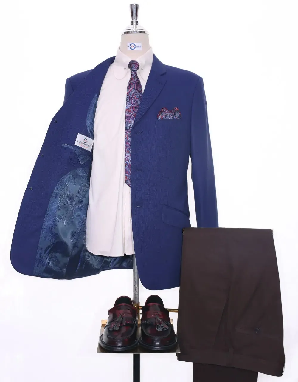 Mod Jacket - Navy Blue Birdseye Jacket For Men