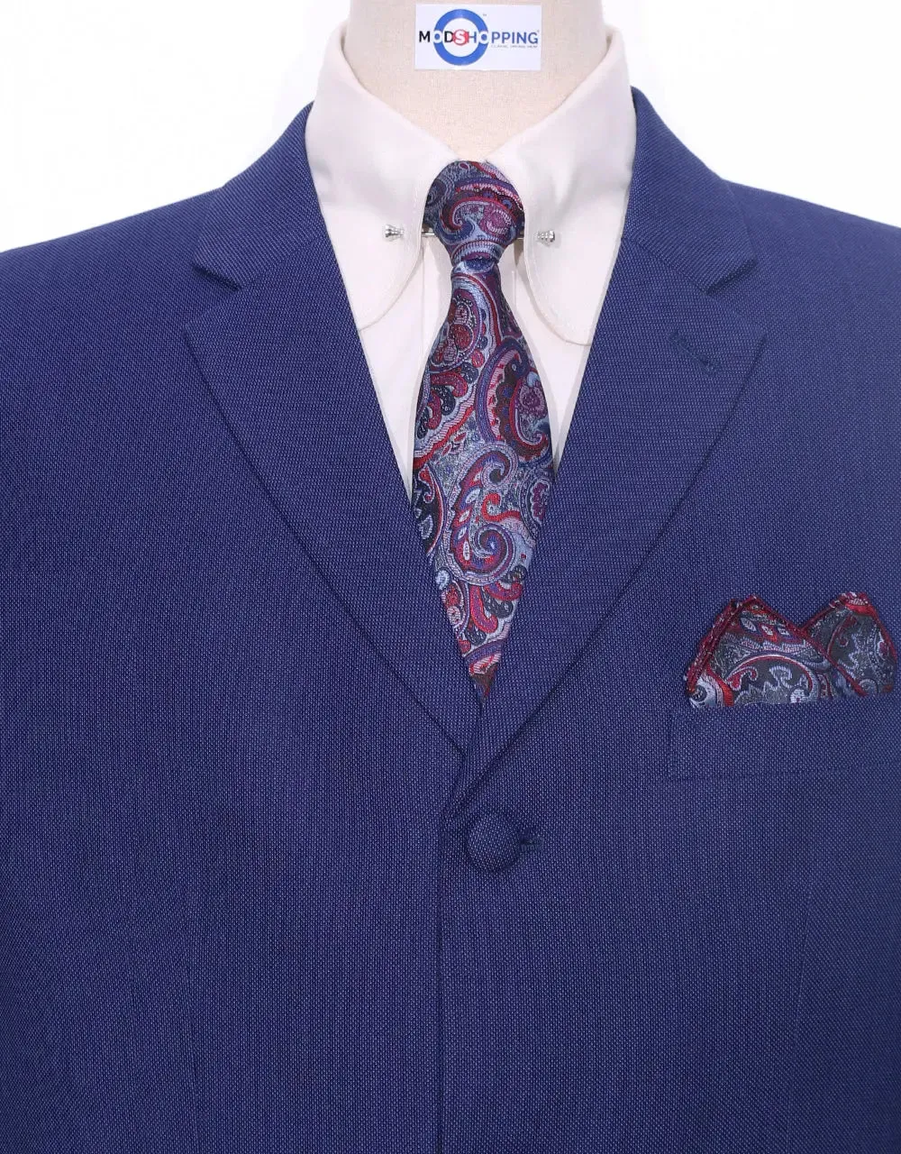 Mod Jacket - Navy Blue Birdseye Jacket For Men