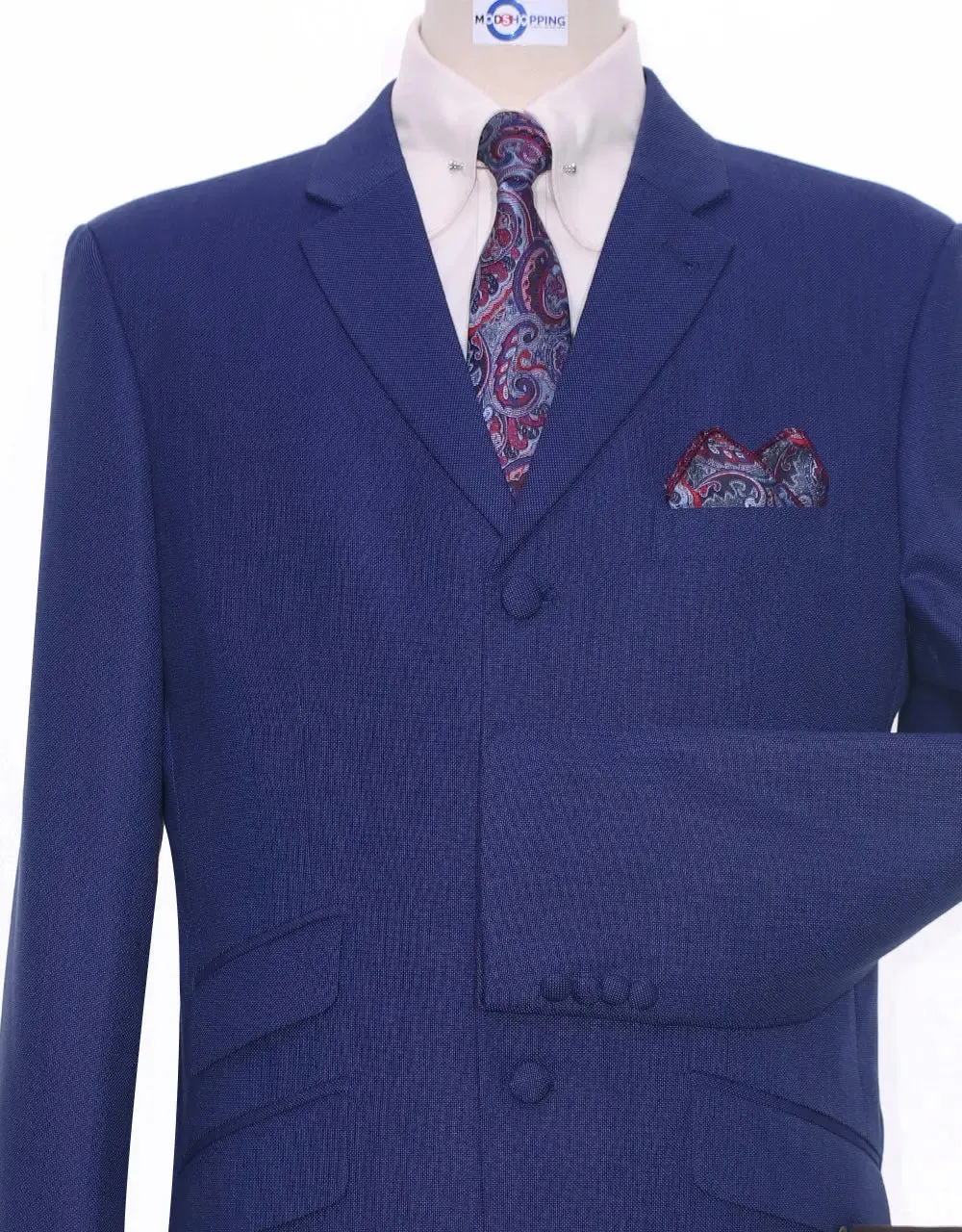 Mod Jacket - Navy Blue Birdseye Jacket For Men