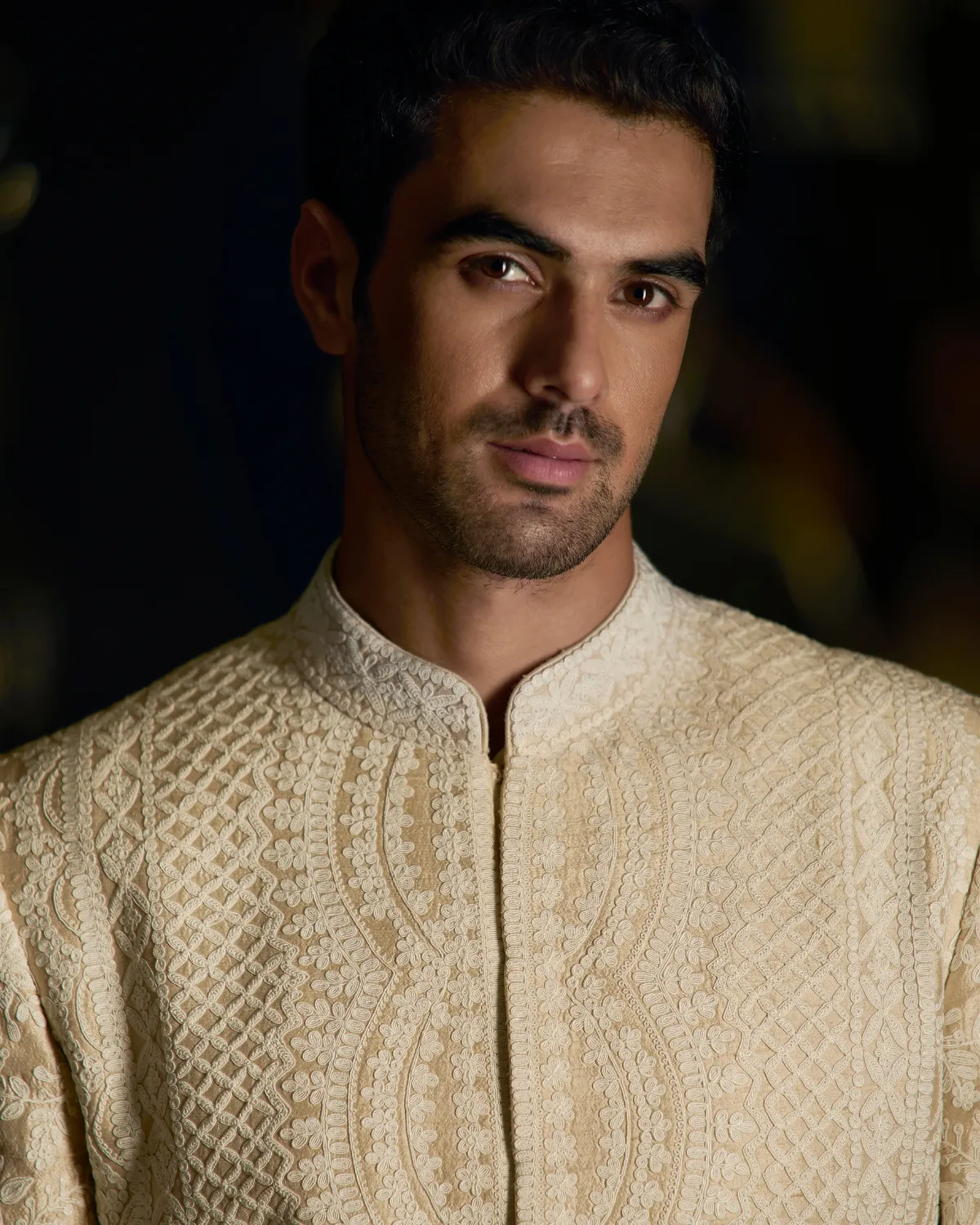 Nude Cream Dori Sherwani Set