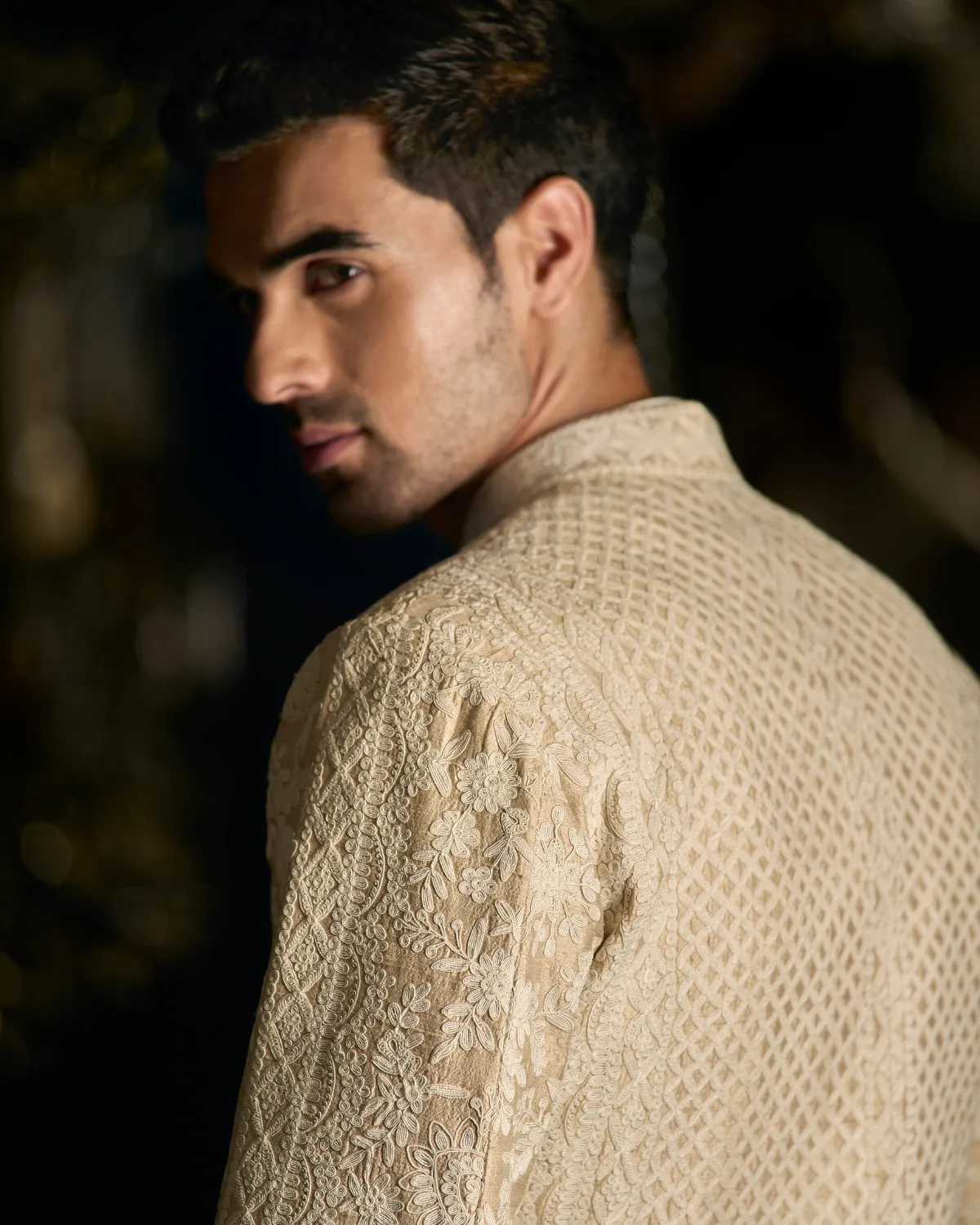 Nude Cream Dori Sherwani Set