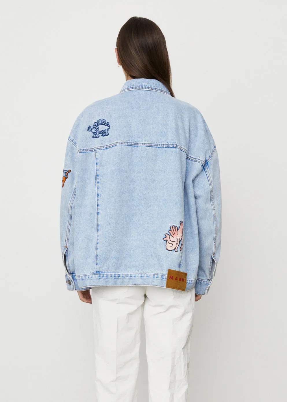 Oversized Jacket with Figurative Embroidery