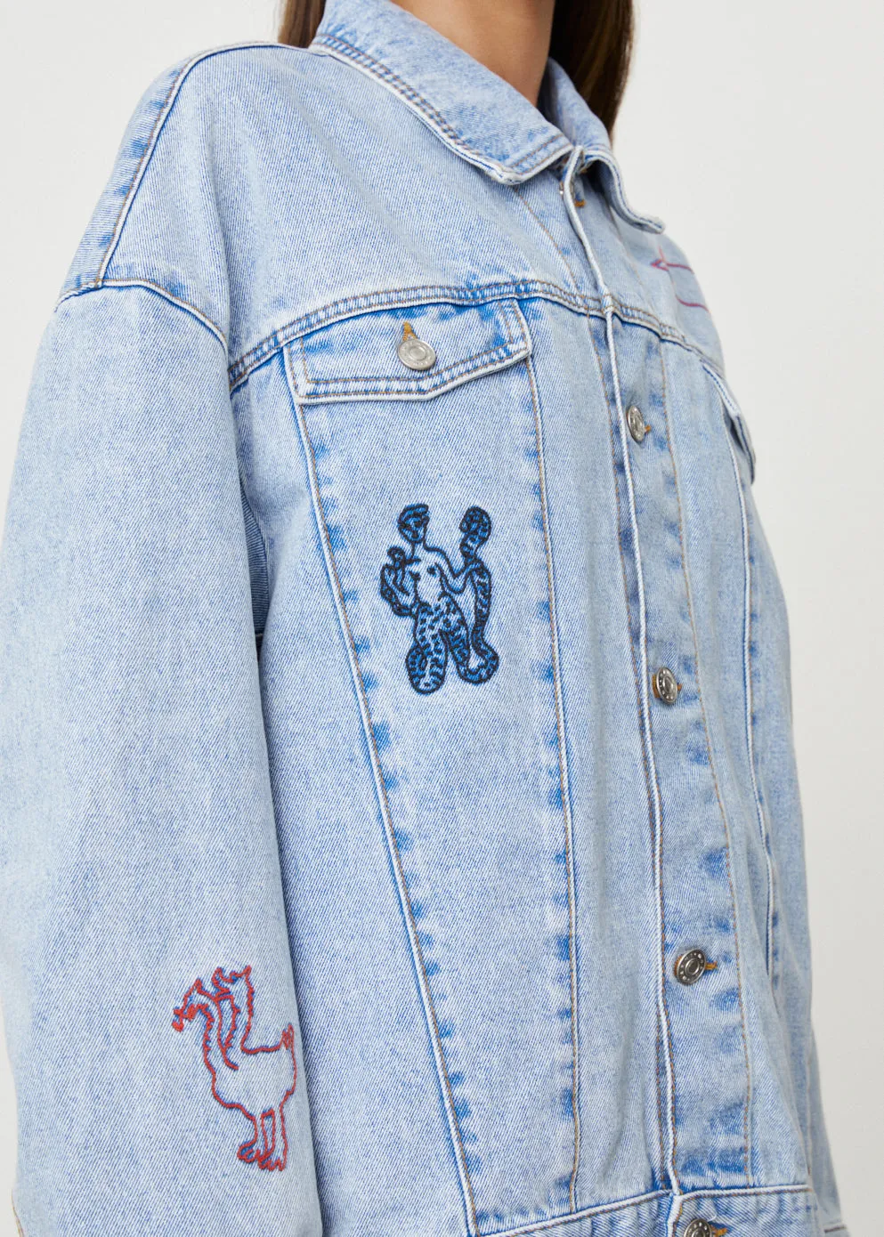 Oversized Jacket with Figurative Embroidery