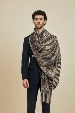 Pashtush Mens Bamboo Scarf, Woven Paisley Soft And Natural, Black