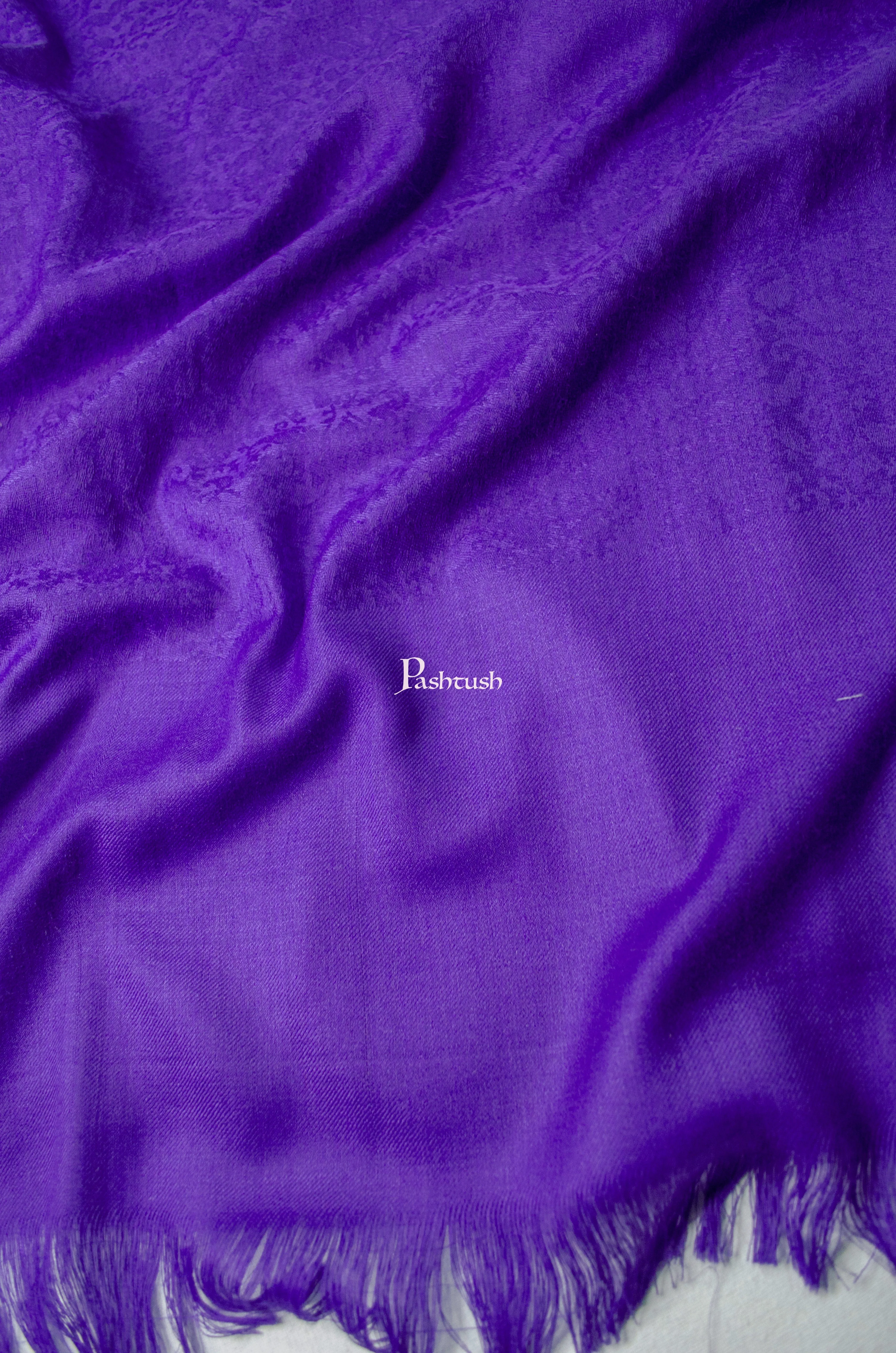 Pashtush Mens Fine Wool Stole, Self Pasiley Weave Design, Violet