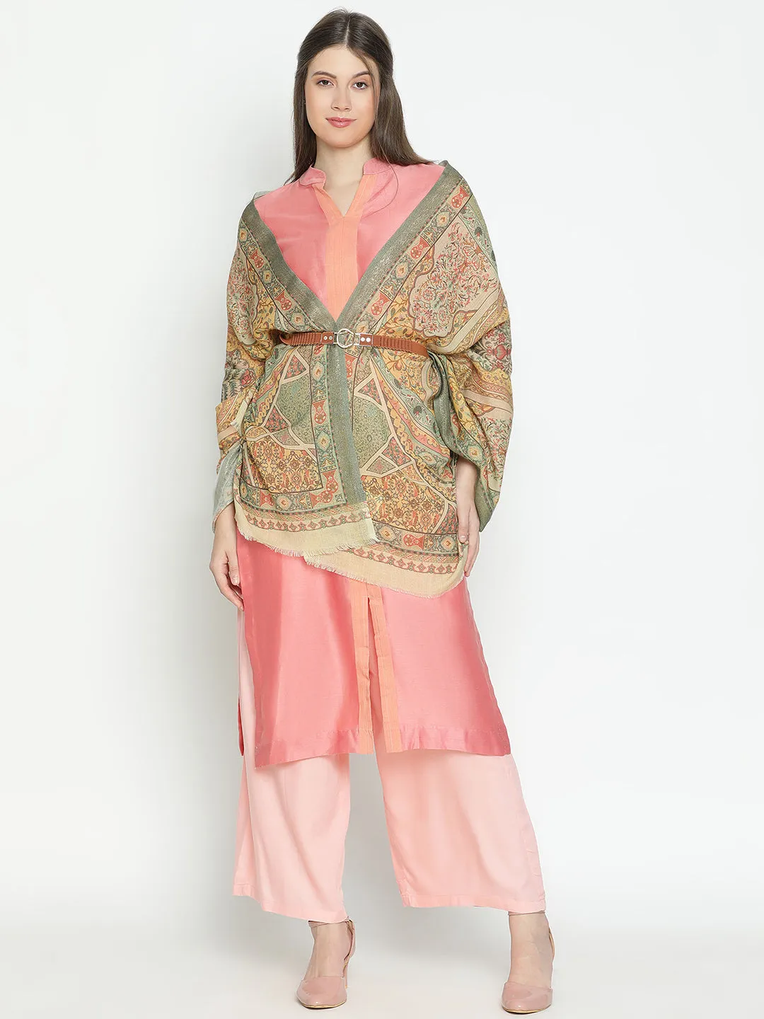 Regal Embrace Wool Lurex Printed Stole