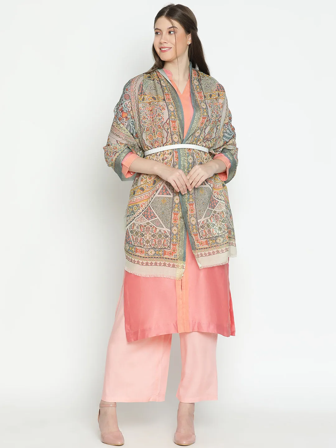 Regal Embrace Wool Lurex Printed Stole