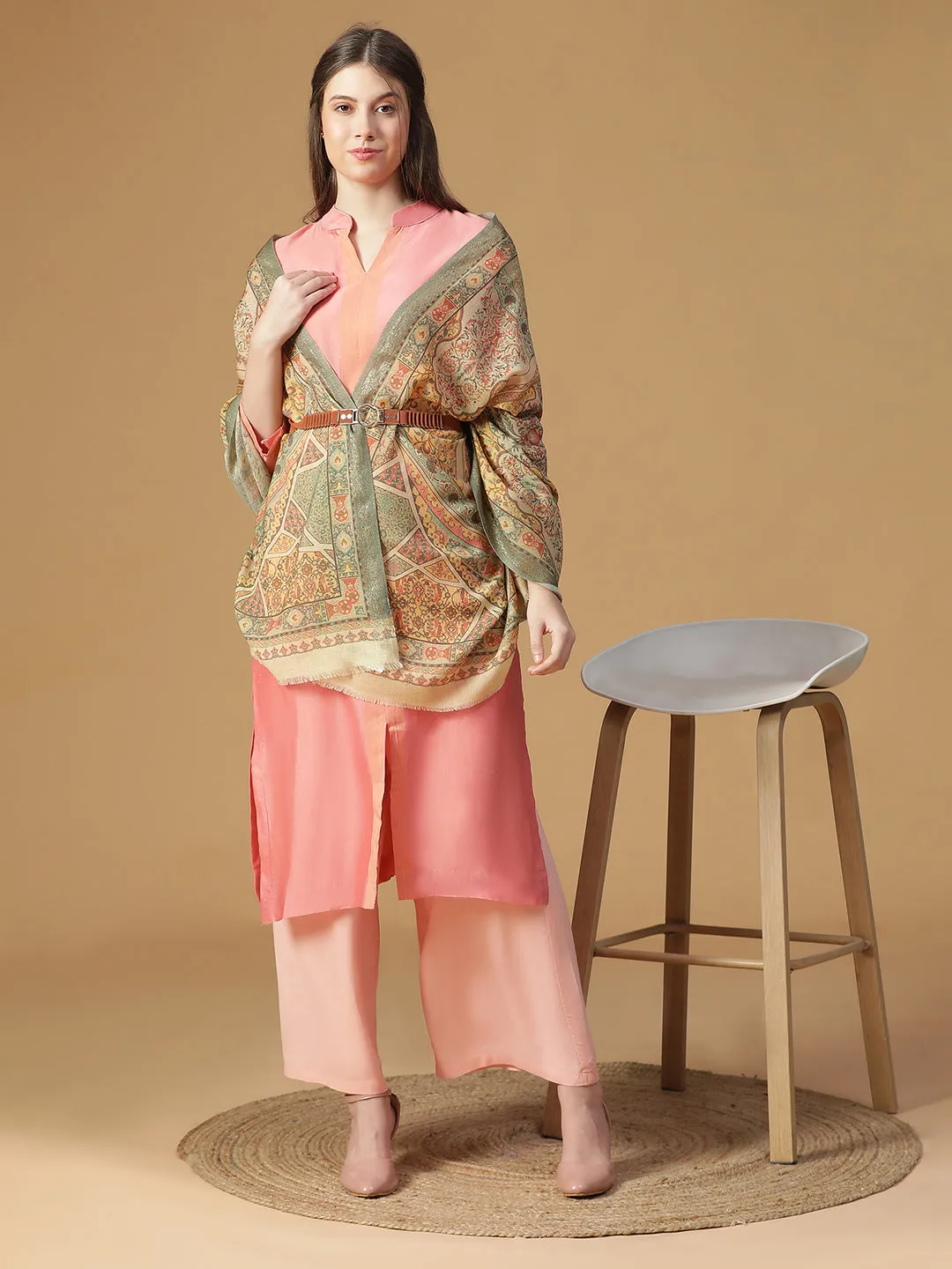 Regal Embrace Wool Lurex Printed Stole