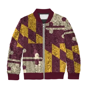 **REQUEST IT** Burgundy & Gold with Burgundy Trim Maryland Flag / Sequin Jacket