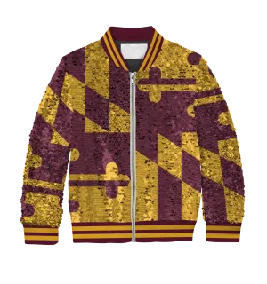 **REQUEST IT** Burgundy & Gold with Striped Trim Maryland Flag / Sequin Jacket