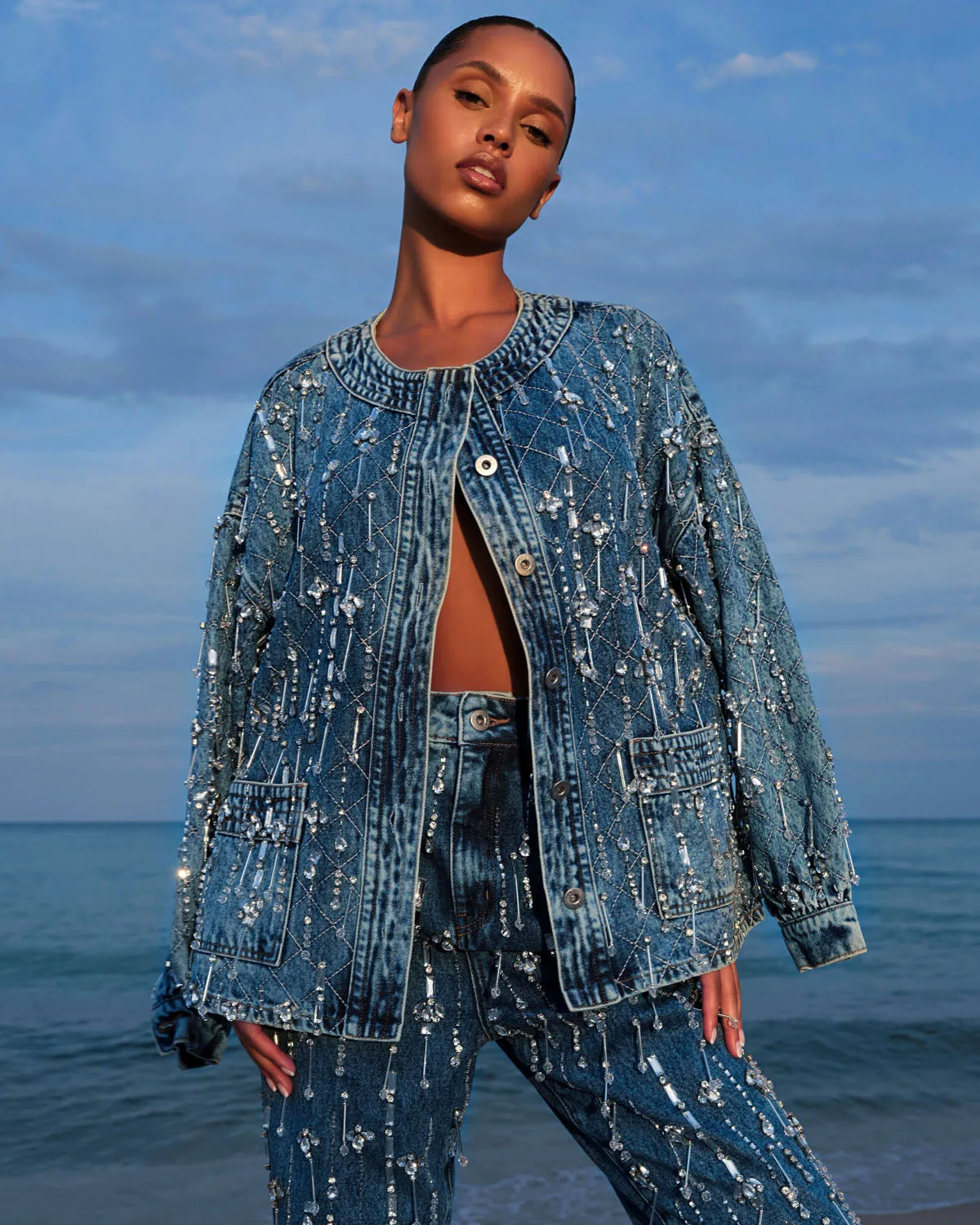 Rhinestone Beaded Jacket