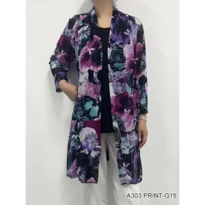 Sheer Cardigan -Purple/Teals/Black