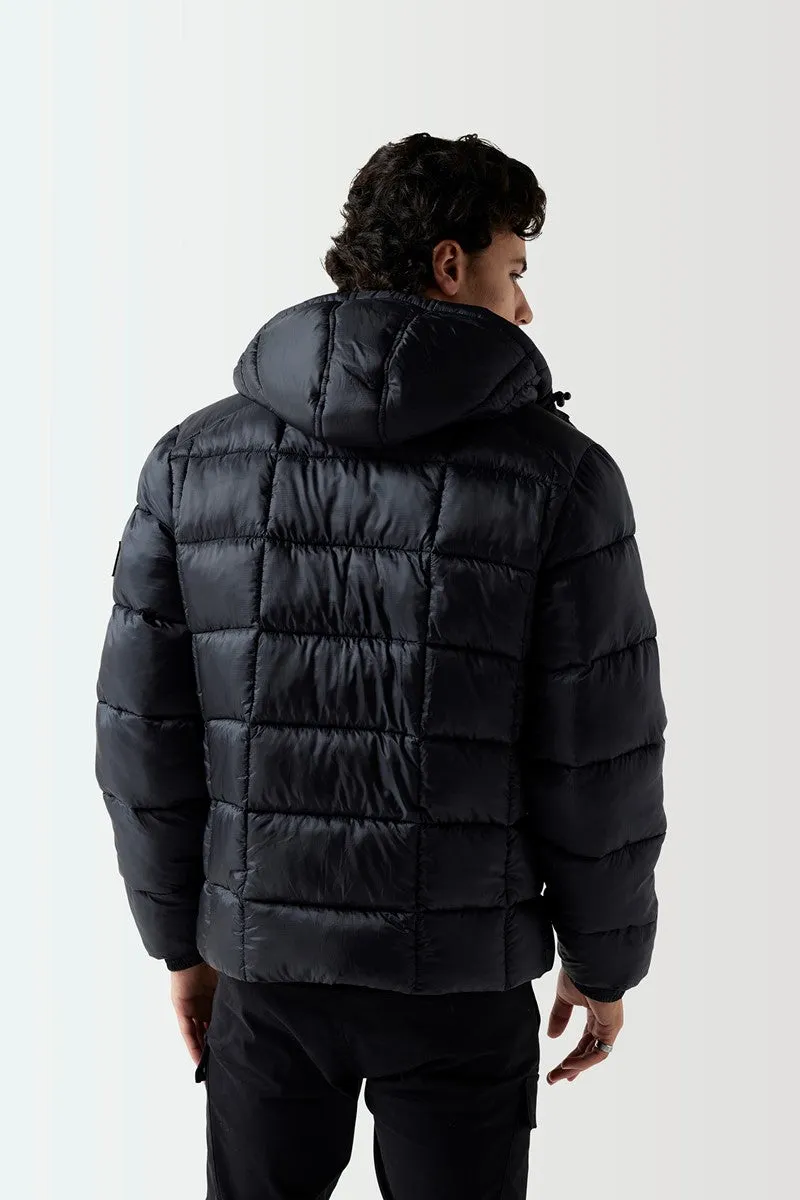 Sheer Puffer Jacket - Black