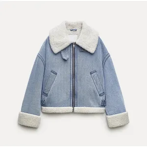Sherpa Denim Aviator Jacket