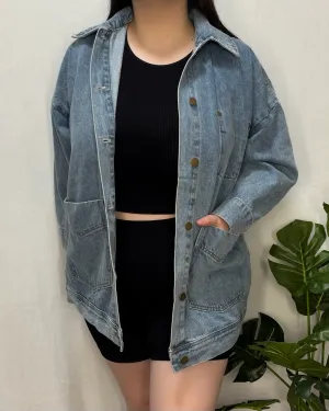Tania Oversized Denim Jacket (Medium Denim)