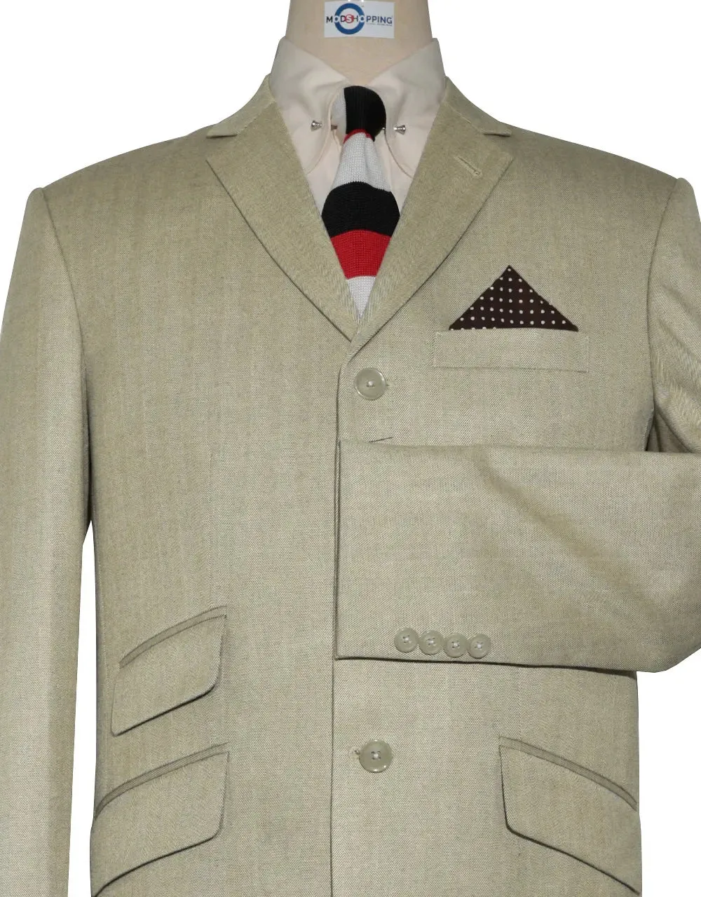 This Jacket Only - Beige Herringbone Tweed Jacket size 40R