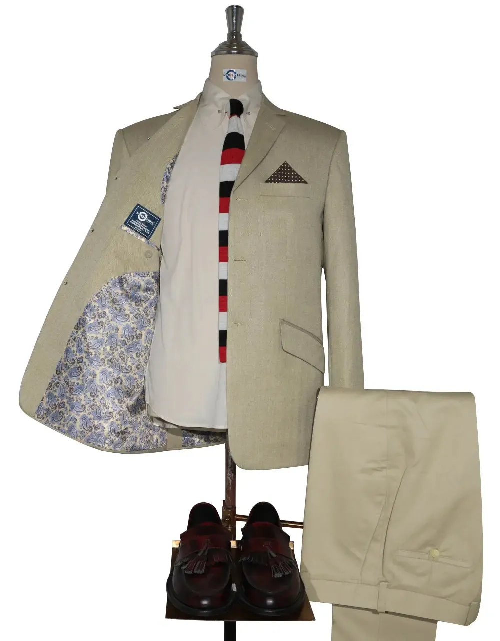 This Jacket Only - Beige Herringbone Tweed Jacket size 40R
