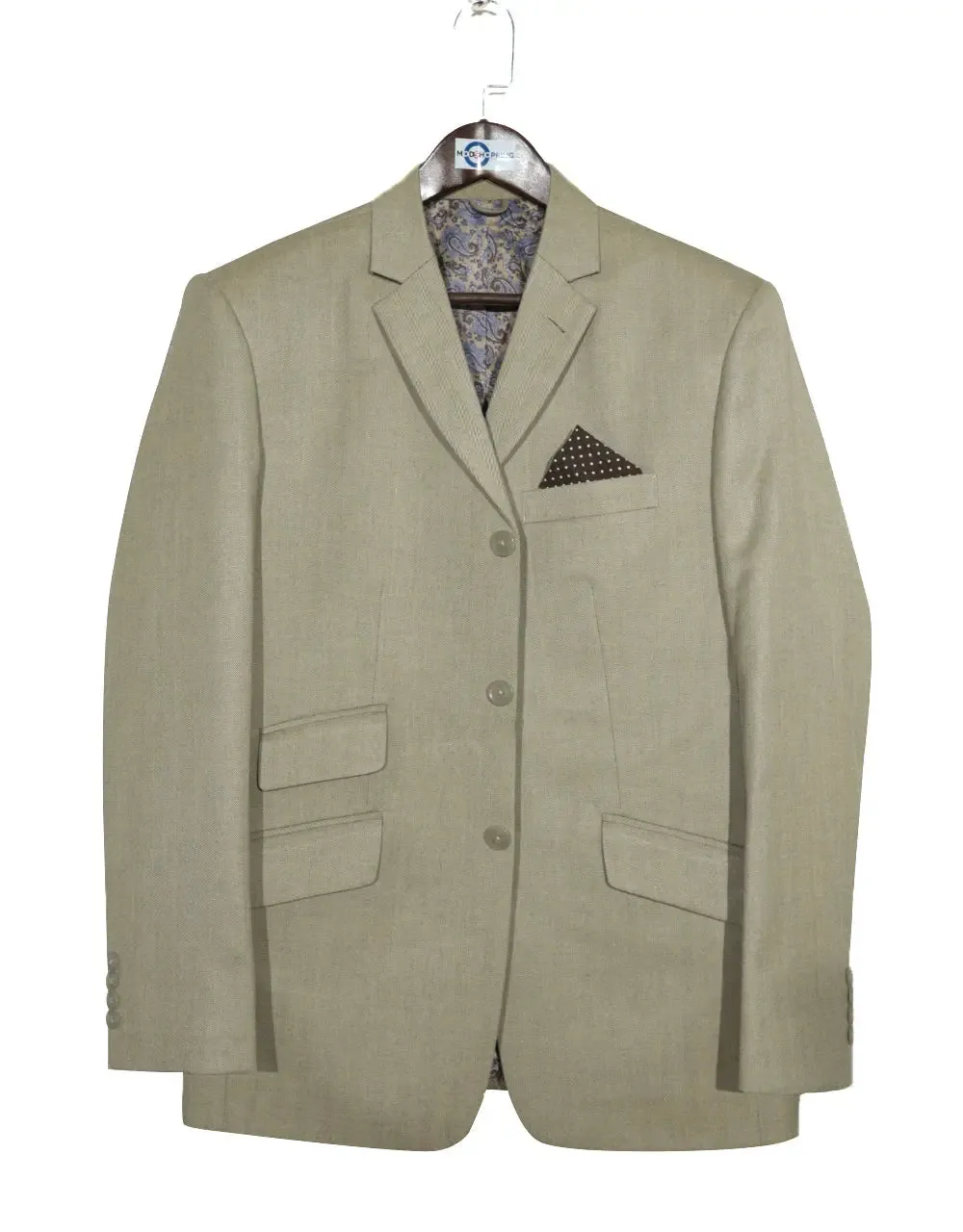 This Jacket Only - Beige Herringbone Tweed Jacket size 40R