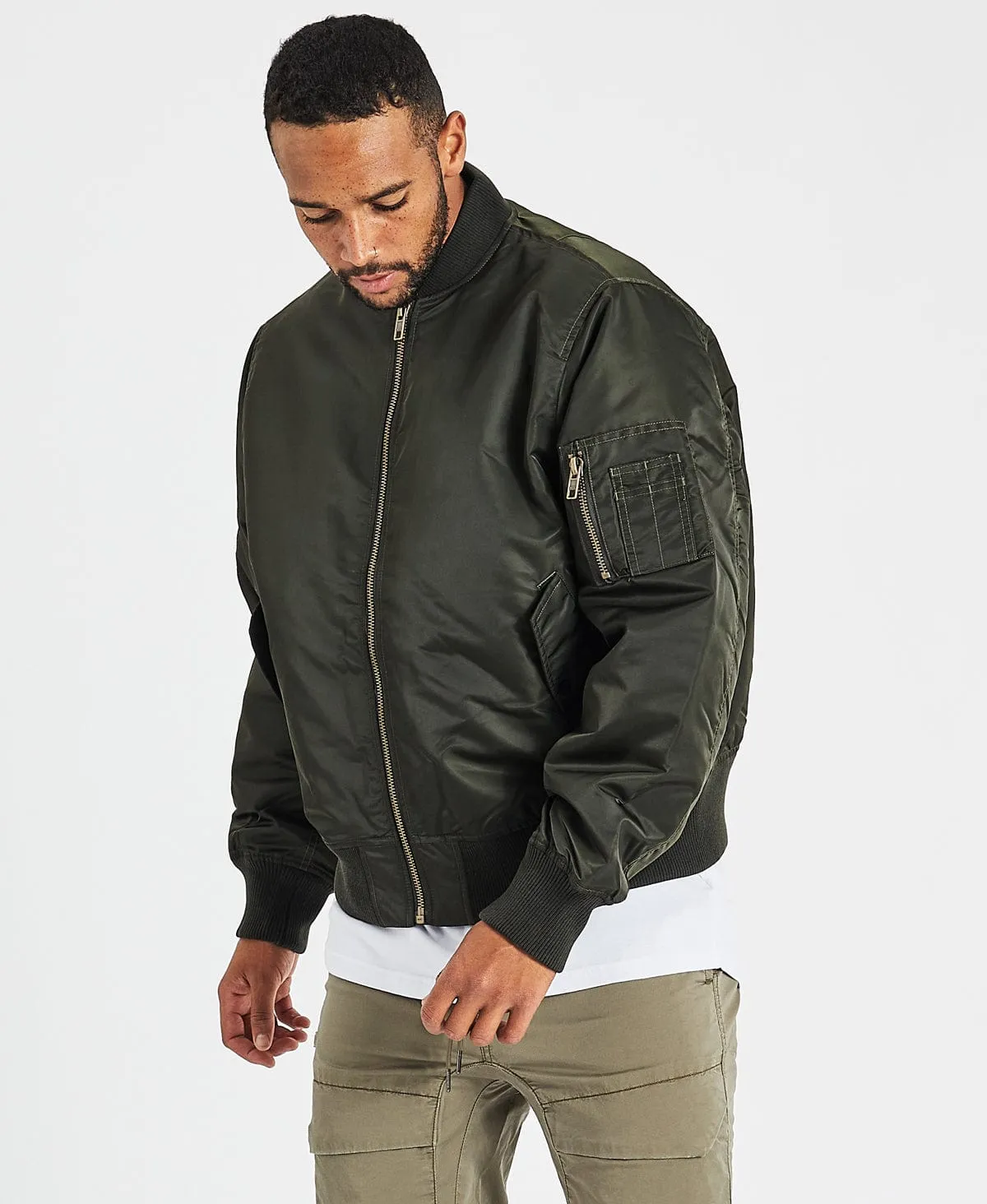 Thrills Union Bomber Jacket Oil Green