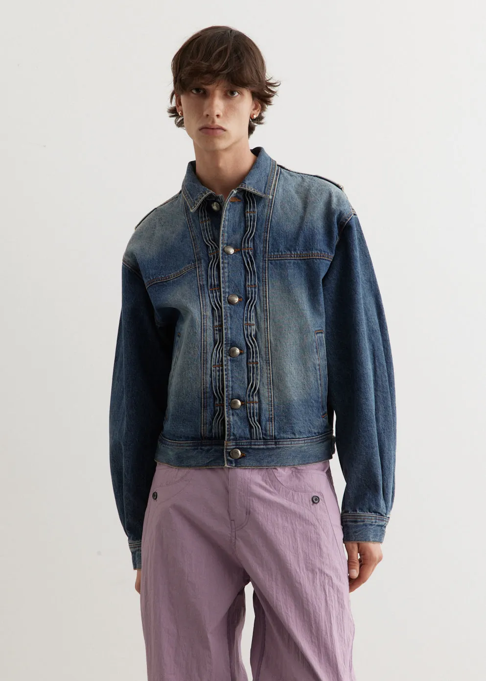 Wave Denim Bomber Jacket