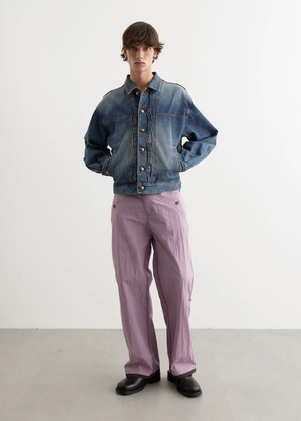 Wave Denim Bomber Jacket