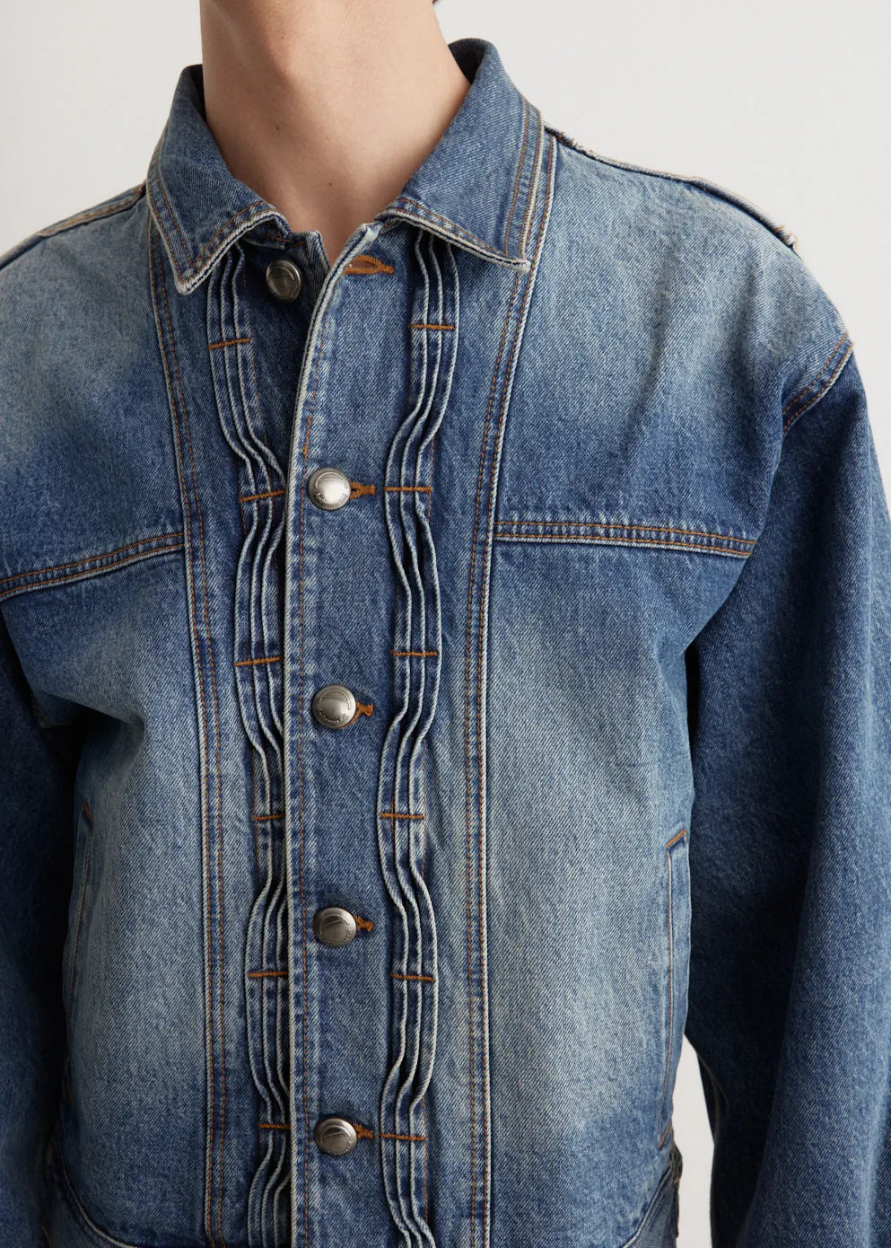 Wave Denim Bomber Jacket